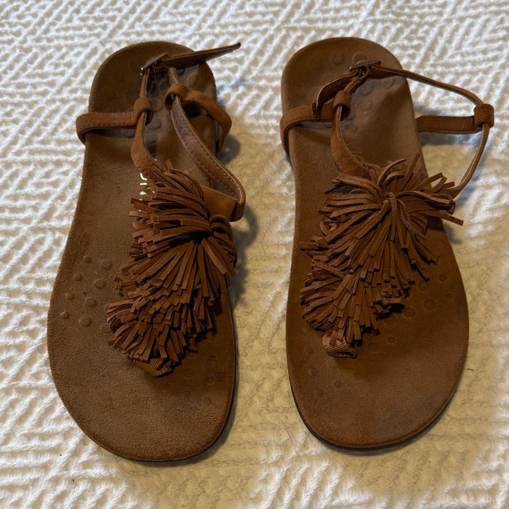 Vionic Brown Fringe Sandals